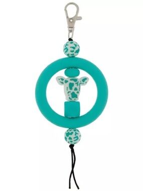 New Teal Cow Silicone Clip-On Charm Bag Charm